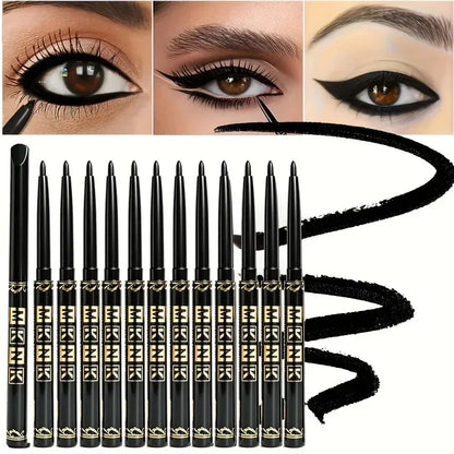 1-12 Pezzi Matita Eyeliner Nera Impermeabile, Anti-sbavatura, Applicazione Facile con Rotazione, Gel Occhi per Trucco Occhi Audace Stile Punk Adatto ai Principianti