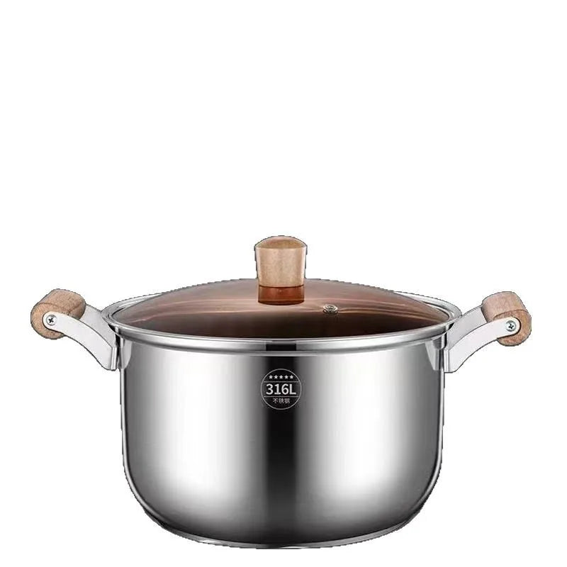 Pentola per zuppe in acciaio inossidabile 316, spessa, adatta all’uso alimentare, pentola per latte, vaporiera, compatibile con fornelli a gas e piani cottura a induzione, universale.