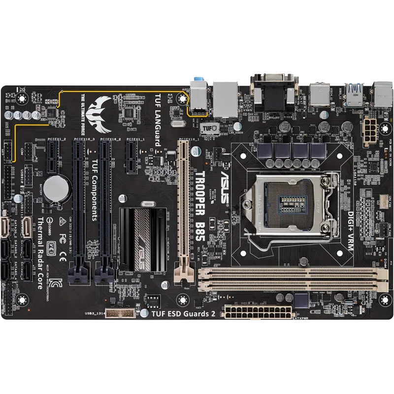 Scheda madre ASUS TROOPER B85, compatibile con CPU I3-4130, I3-4360, I5-4670, I7-4771, 2 slot DDR3, 16 GB, PCI-E 3.0, formato ATX, scheda madre B85.
