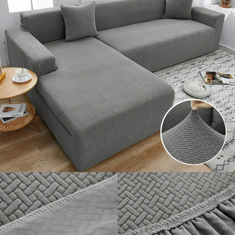 Copridivano ad angolo a forma di L in tessuto jacquard scozzese Copridivano elasticizzato Copridivano moderno per la casa Divano Chaise Lounge per soggiorno