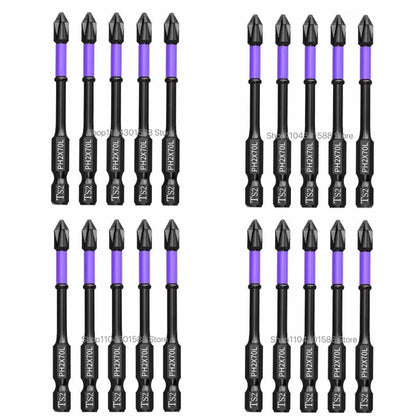 5-60PCS PH2 Set di punte per avvitatore a percussione Set di cacciaviti a croce magnetici Set di punte per trapano a percussione Vite Cacciavite a croce antiscivolo in acciaio legato