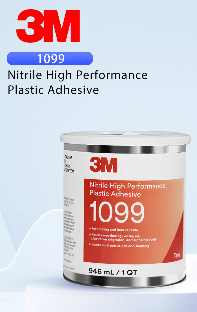 Adesivo Originale 3M 1099 in Nitrile, Colla Resistente ad Asciugatura Rapida per Vinile, Pelle, Gomma, Riparazioni Auto, 148ML