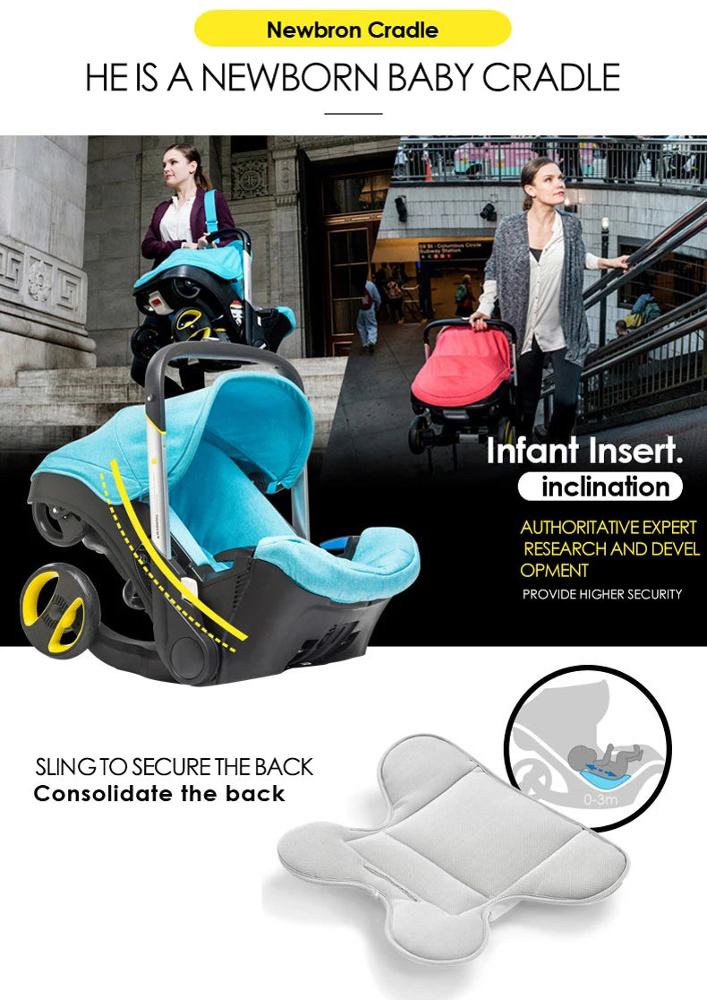 Passeggino 3-in-1 per Neonati, Sistema da Viaggio con Sedile Auto Rimovibile, Telaio in Alluminio Leggero e Ammortizzazione degli Urti, per Bambini da 0 a 4 Anni