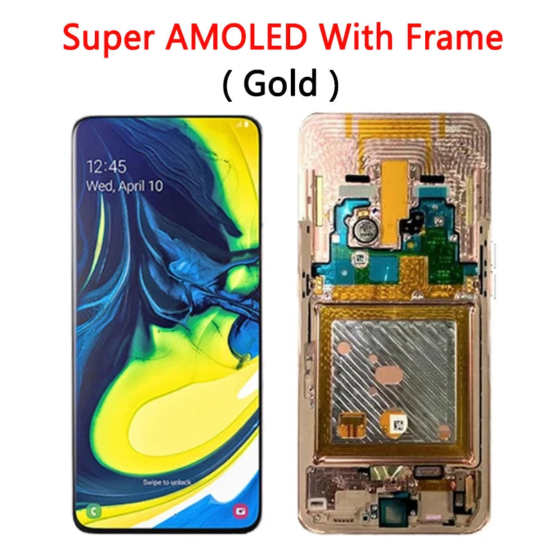 Display LCD Super AMOLED per Samsung A80 A805 A805F, gruppo digitalizzatore touchscreen con sensore di impronte digitali per Samsung A90 LCD