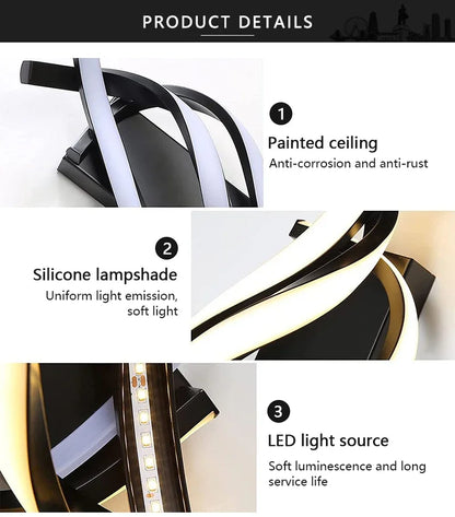 Lampada da parete moderna a LED Linea domestica Decorazione Lampada da parete Soggiorno Sfondo Muro Camera da letto Testiera Illuminazione bianca nera Lustro
