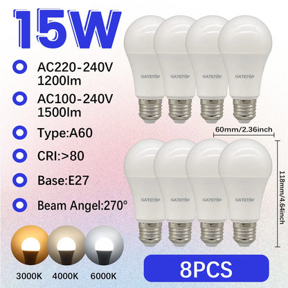 Confezione da 1-10 Lampadine LED 15W 120V 220V 3000K 4000K 6000K Luce Diurna CRI80 Senza Sfarfallio per Illuminazione Domestica Camera da Letto