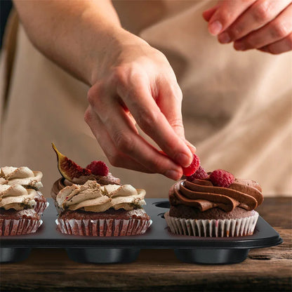 6/12 tazze Quadrato Cupcake Pan Vassoio per muffin Stampo per cupcake Muffin Pan Teglia in acciaio al carbonio Teglia antiaderente Bakeware per forno da cucina