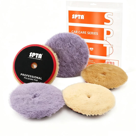 SPTA 1PC 3"(80mm)/5"(125mm)/6"(150mm) Viola Beige Arancione Tampone per lucidatura di agnelli in lana a taglio pesante per lucidatrice RO/DA