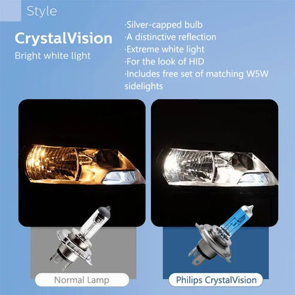 Philips H4 H7 H11 HB3 HB4 H8 H1 H3 9005 Crystal Vision Faro alogeno per auto 4300K Bianco brillante 5000K Diamond Vision Lampade automatiche