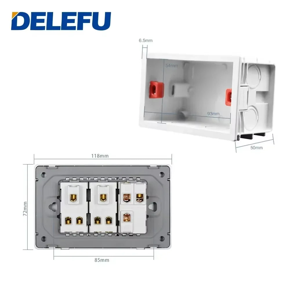 DELEFU Modulo Presa Combinabile Tipo-C Brasile - Uso Domestico - Nero - Assemblaggio Fai-da-te - Presa con Interruttore per Ricarica Rapida USB Tipo-C