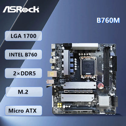 Scheda Madre ASRock B760M Intel B760 LGA 1700 DDR5 Micro ATX M.2 Supporto per CPU Core I5-13600 Core I9-13900 Core I7-13700T I3-12100