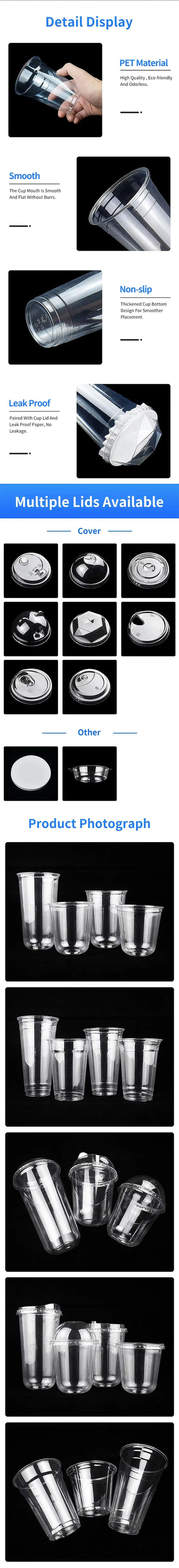 400ml 100% biodegradabile riciclabile trasparente usa e getta per bevande in plastica Pla tè al latte caffè tazza di liquido con cannuccia