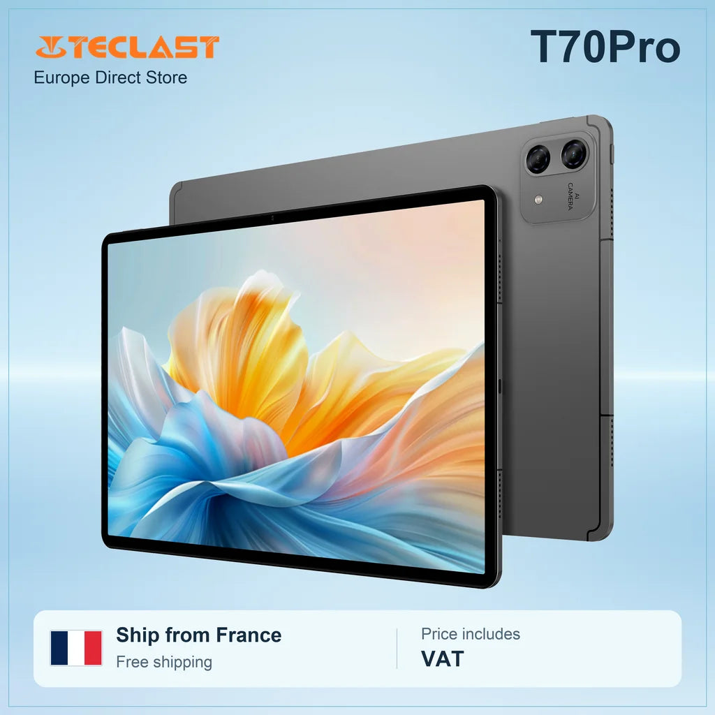 Tablet Teclast T70 Pro con Android 16 e tecnologia Gemini AI, display IPS da 14 pollici, T70Pro, doppia SIM 4G LTE, WiFi 2,4 GHz/5 GHz, Bluetooth 5.2, navigazione GPS, processore G100 Octa Core, 8 GB di RAM, 128 GB di memoria