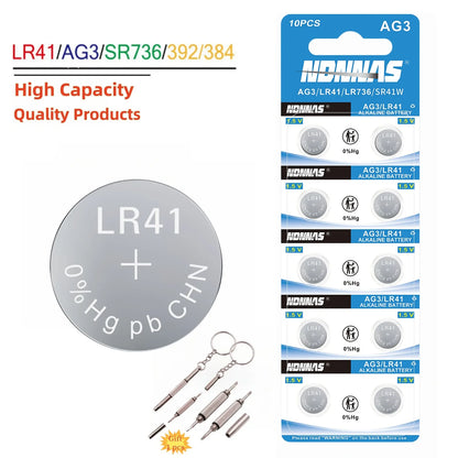 Batteria a bottone LR41 AG3 392 ad alta capacità, lunga durata e a prova di perdite per termometro digitale 1,5 V, 4-100 pezzi