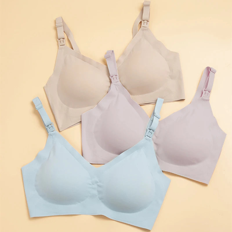 Reggiseno per allattamento da donna con taglio laser ultra sottile Reggiseni per allattamento imbottiti rimovibili senza cuciture Reggiseno di supporto per maternità push up taglie forti