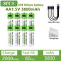Nuove Batterie al Litio Ricaricabili AA 1.5V 3800mAh + AAA 3000mAh, Ricarica Rapida, 1200 Cicli, con Cavi Gratuiti e Scatola