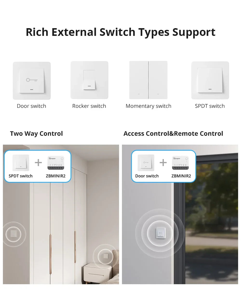 SONOFF ZBMINIR2 Extreme Sonoff Zigbee Switch Sonoff Zbmini R2 Dimensioni più piccole Controllo bidirezionale Temporizzatore sicuro Richiesta cavo neutro