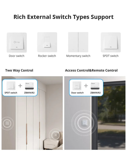 SONOFF ZBMINIR2 Extreme Sonoff Zigbee Switch Sonoff Zbmini R2 Dimensioni più piccole Controllo bidirezionale Temporizzatore sicuro Richiesta cavo neutro
