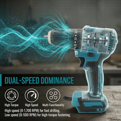 Trapano Avvitatore a Batteria Makita Originale DDF487 18V Brushless, 2 Velocità, Mandrino Autoserrante da 10mm per Fai-da-Te e Ristrutturazioni