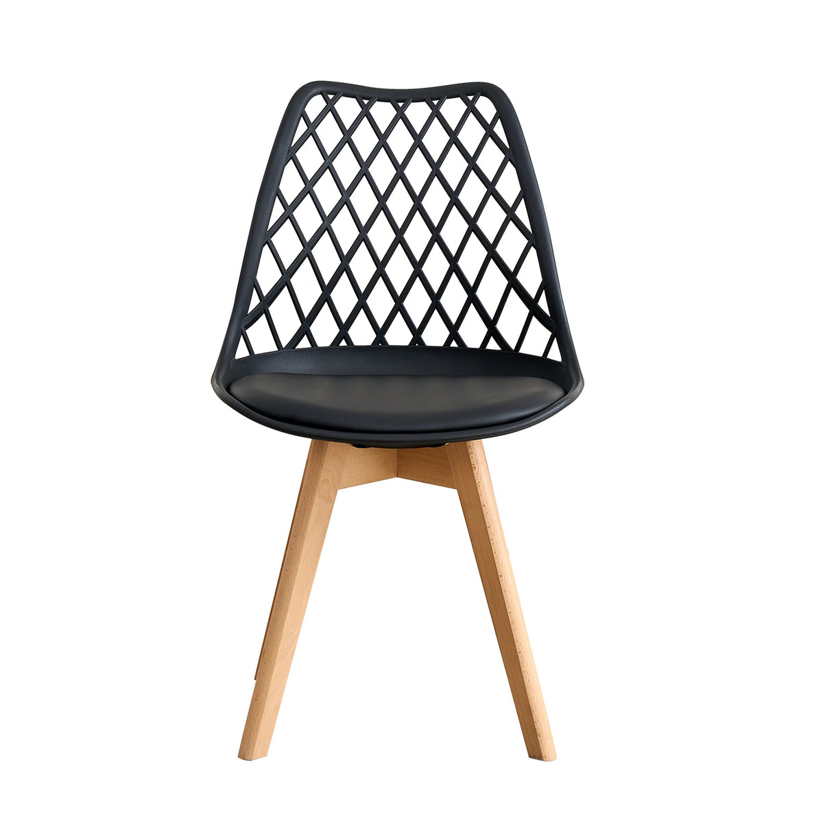 Set di 4/6 sedie da pranzo moderne con schienale in rete con gambe in legno massello e cuscini imbottiti, per sala da pranzo/camera da letto, sedia da caffè