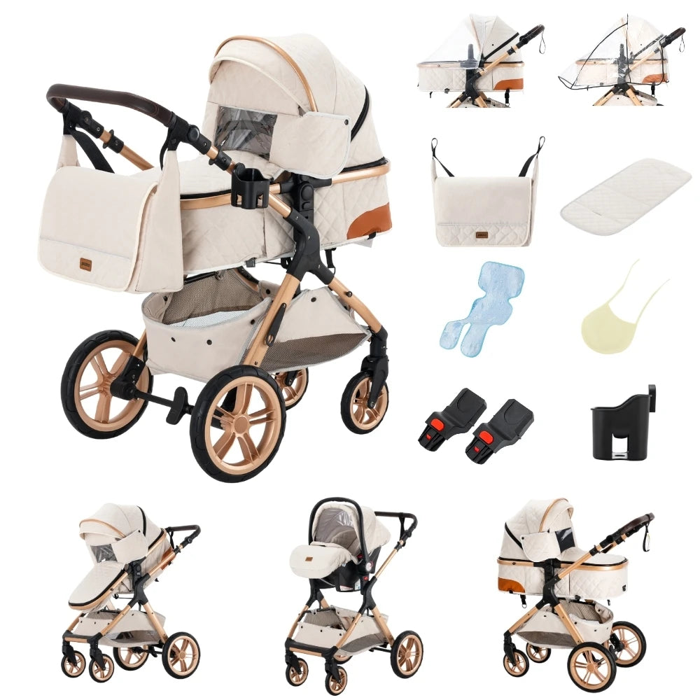 Passeggino 3 in 1 Passeggino multifunzionale Facile da viaggio pieghevole Seggiolino di sicurezza per carrozzina portatile Standard UE Spedizione gratuita