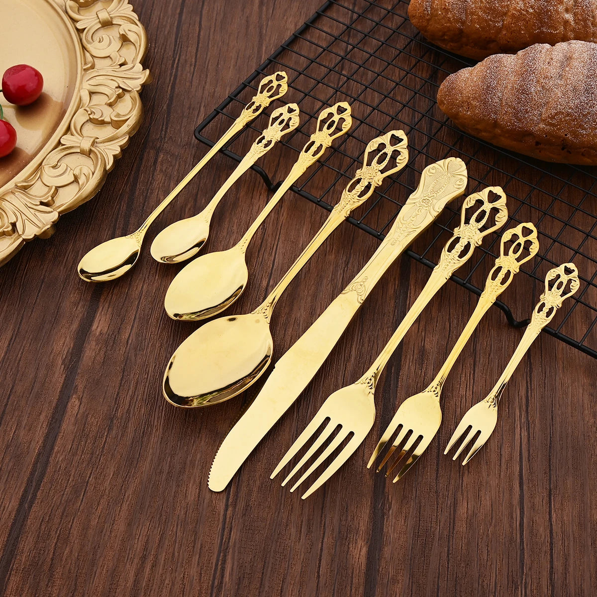 Set di posate da 20 pezzi in acciaio inossidabile color oro rosa, coltello, forchetta, cucchiaio, posate da tavola, stoviglie da cucina