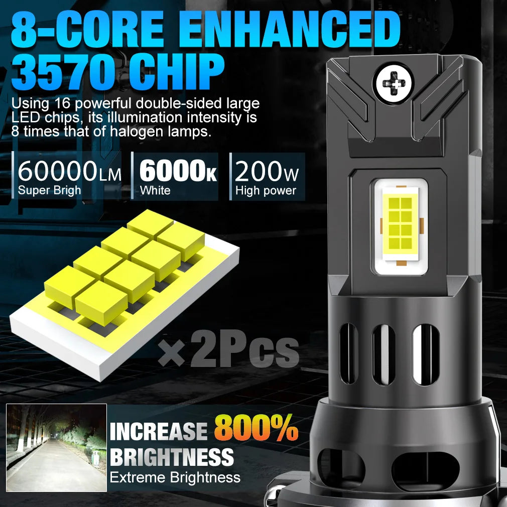 XSTORM H7 Lampadine LED 150W 60000LM Fari LED H1 Canbus Fari LED H4 Lampade Turbo per Auto 6000K 12V Automobilistiche ﻿ ﻿