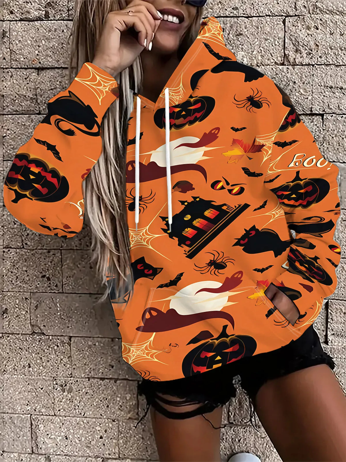 Felpe con cappuccio a tema Halloween, con stampa 3D di scheletro e teschio, abbigliamento casual da strada per donna, felpe ampie, felpe con cappuccio, top femminili, abbigliamento.