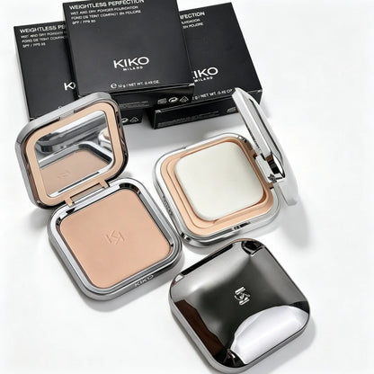 KIKO Milano Weightless Perfection Fondotinta in Polvere Wet Dry Controllo del Sebo Lunga Durata 10 Ore Finitura Opaca che Sfuma i Pori Regalo per il Trucco