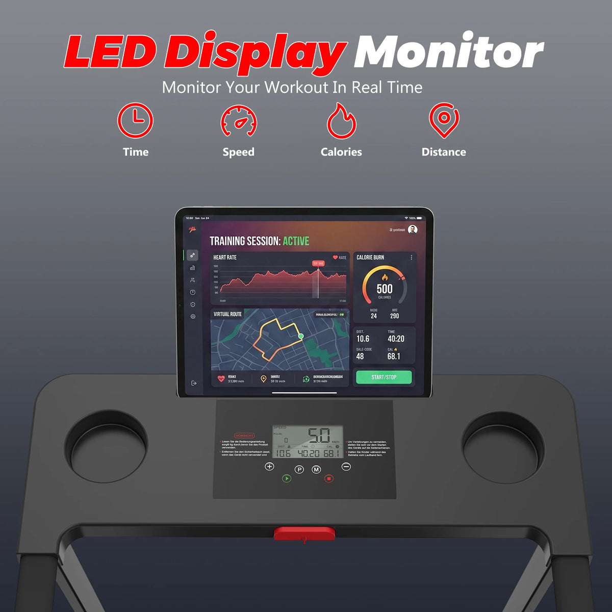 Tapis Roulant Pieghevole 2-in-1 con Controllo APP e Altoparlante Bluetooth, Macchina per Camminare e Correre a Casa 1-12km/h, Motore da 2.0HP di Potenza Massima, Display LED, 12 Programmi Preimpostati, Attrezzatura Fitness Pi