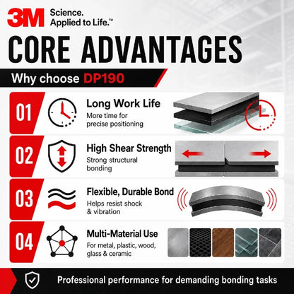 Adesivo Epossidico Originale 3M DP190 Scotch-Weld 50ML Grigio Traslucido 1:1 Colla Strutturale Bicomponente per Metallo e Plastica