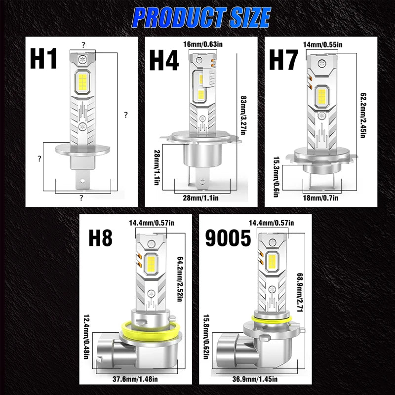 Fari LED H7 H4 da 8500W, CANBUS H8 H11 H1 9005 HB3 9006 HB4, Luci Mini Lampada 1:1, Fari Fendinebbia Wireless Plug&Play 6500K, 2 Pezzi