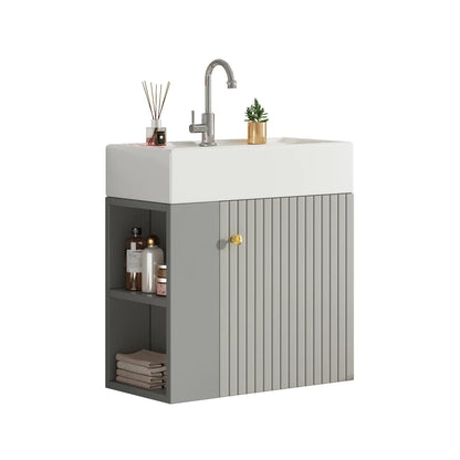 Mobile bagno sospeso con lavabo 55 × 31 × 66,5 cm e vani laterali