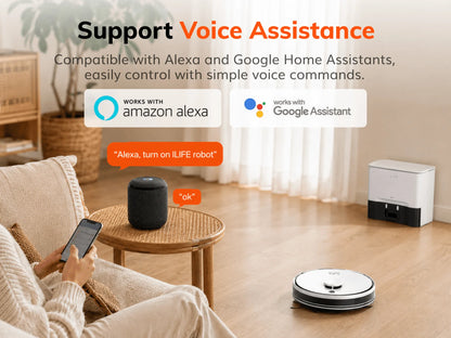 Robot Aspirapolvere ILIFE A30 Pro con Stazione di Svuotamento Automatico, Forte Aspirazione 5000Pa, Navigazione LDS, 180 Minuti di Autonomia, Funzione 2-in-1 Lavaggio e Spazzamento, Controllo APP, Pulizia di Pavimenti e Tappe