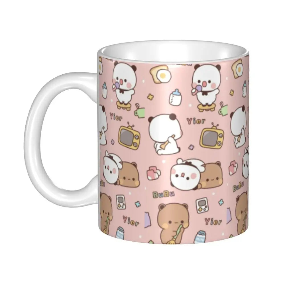 Tazze personalizzate per coppia Bubu Dudu Panda e Brownie Bear Tazza da caffè per tè al latte in ceramica fai-da-te