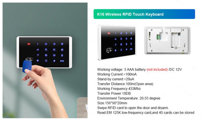 KERUI W184 Tuya Smart 4G Sistema di Allarme Wireless WIFI GSM Allarme Rilevatore di Movimento Sensore Porta Antifurto Supporto Alexa e Google