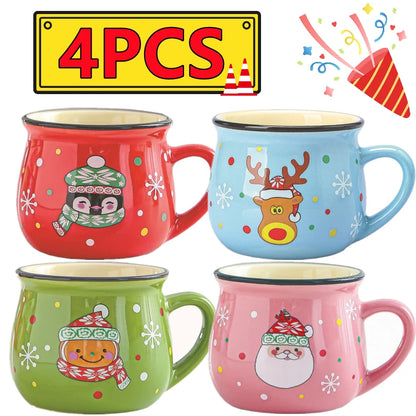 Nuovo 4/1PC Kawaii Natale Tazze Tazze di Ceramica Babbo Natale Alce Figurine Regalo Creativo Per Ufficio Casa Latte Caffè Tazza di Tè Coppie