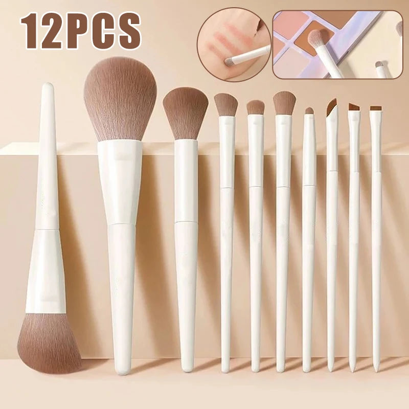 Set di 5-12 Pennelli Professionali per Trucco, Pennelli per Ombretto, Eyeliner, Contouring, Fondotinta e Sfumatura, Strumenti Cosmetici per la Bellezza del Viso Femminile