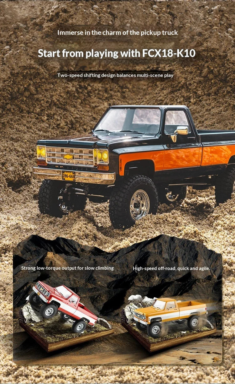 Modellino RC 1:18 di Pickup Truck Fms Fcx Chevrolet K10, Veicolo Elettrico Simulato per Fuoristrada, Giocattolo per Bambini, Regalo Disponibile