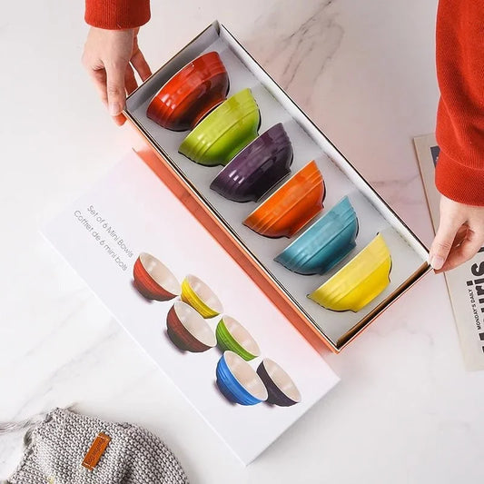 Set di ciotole per dessert colorate Le Creuset, stoviglie in ceramica, ciotola per riso, ciotola per zuppa, set regalo in confezione regalo, forma rotonda di lusso, per uso adulto