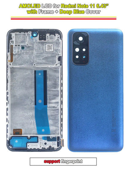 Display LCD da 6,43 pollici per Redmi Note 11 4G, ricambio digitalizzatore touchscreen per 2201117TY 2201117TG, schermo LCD con cornice