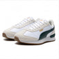 PUMA Sneakers Casual Retrò Leggere Antiscivolo in Pelle Scamosciata Bianca e Verde Scuro con Cuciture 399250-04