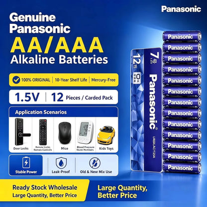 Batterie alcaline Panasonic AA/AAA da 1,5 V, adatte per fotocamere digitali, torce elettriche, lettori CD, mouse wireless, ecc.