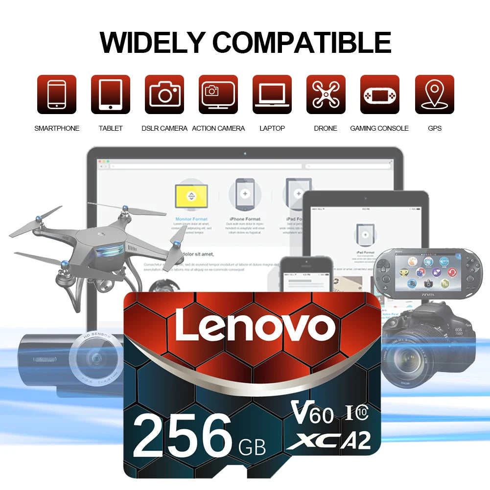 Scheda di memoria Lenovo TF MicroSD UHS-I V60 A2 per DJI Mavic Mini Drone GoPro HERO 1TB 512GB 256GB 64GB 128GB Scheda Flash ad Alta Velocità