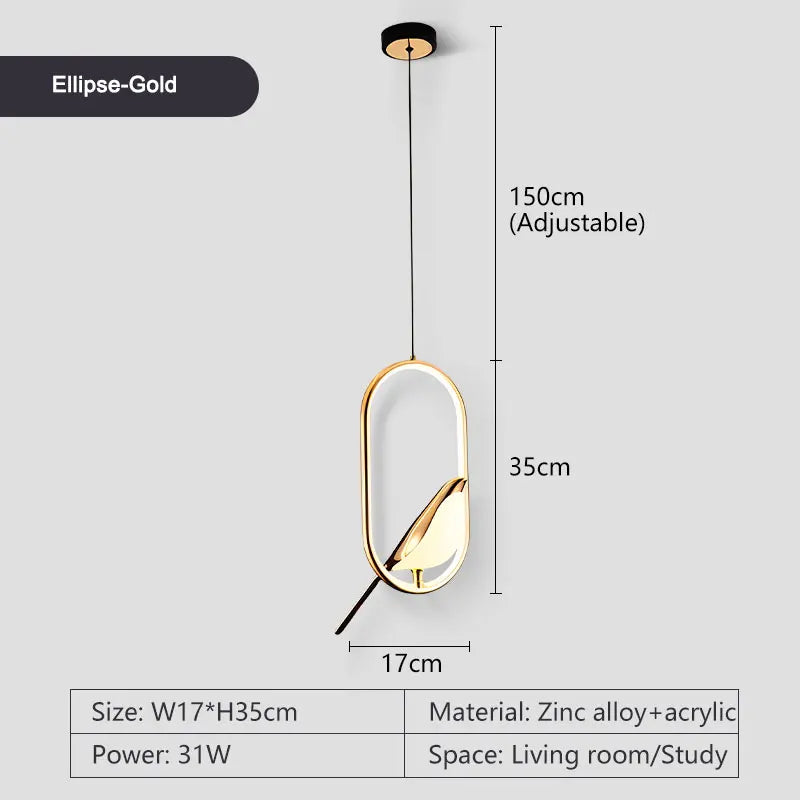 Lampade a sospensione a LED per uccelli gazza girevoli per interni per sala da pranzo AC85-265V Lampade a sospensione per camera da letto sospese con cavo da 1,5 m