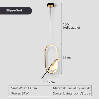 Lampade a sospensione a LED per uccelli gazza girevoli per interni per sala da pranzo AC85-265V Lampade a sospensione per camera da letto sospese con cavo da 1,5 m