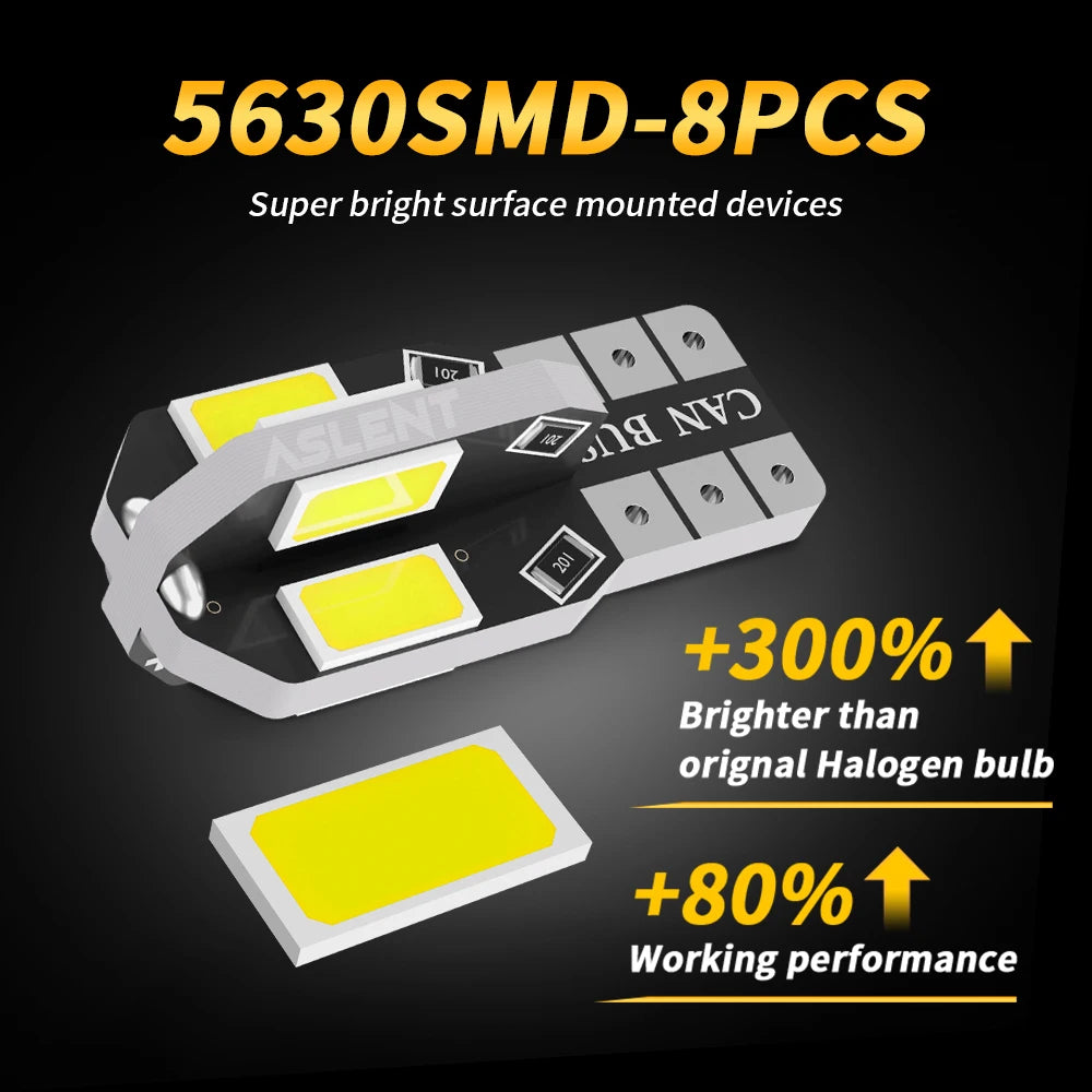 10x W5W T10 LED CANBUS No Error 5W5 12V 5W 600Lm Super Bright Car Interior Luce laterale 194 3030 SMD Lampadina automatica Bianco Ambra Rosso