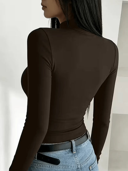 Maglia calda a maniche lunghe, aderente, in stile casual Y2K, ideale per l’autunno e l’inverno, con stampa a fiocco di neve natalizia, da indossare come strato termico, modello lungo e alla moda.
