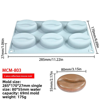 Stampo in Silicone Grande per Mousse di Mandorle/Pistacchi/Pecan/Chicchi di Caffè, Stampo Fai-da-Te per Cioccolato e Gelato, Utensili per Decorazione Torte
