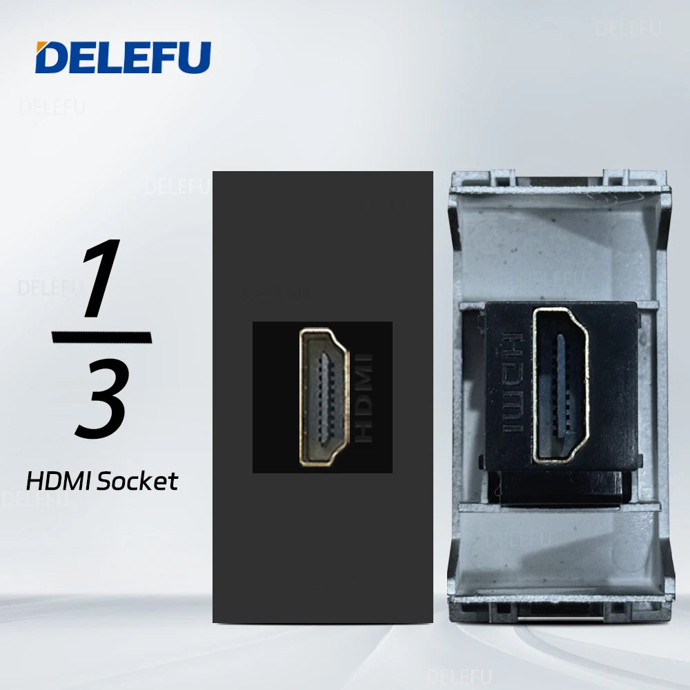 DELEFU Presa Italiana Fai-da-te con USB Tipo C, Interruttore Campanello, 45A 20A, per Tende, Telefono, CAT5, TV, HDMI, SAT, Nera